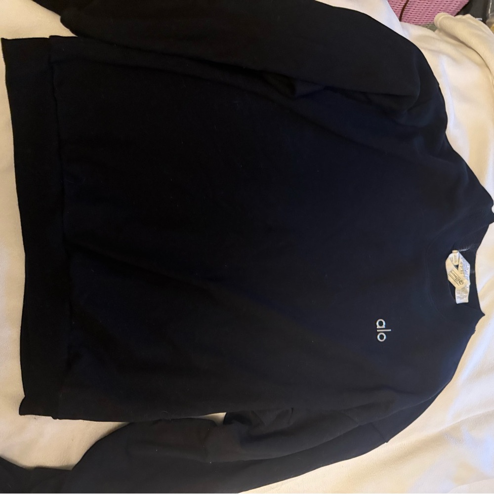 ALO Yoga Black Sweatshirt with Gold Logo